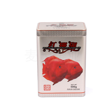 500克裝多功能魚糧鐵盒,魚飼料鐵盒包裝