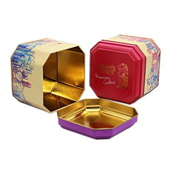 餅干鐵盒包裝_八角形食品馬口鐵盒包裝